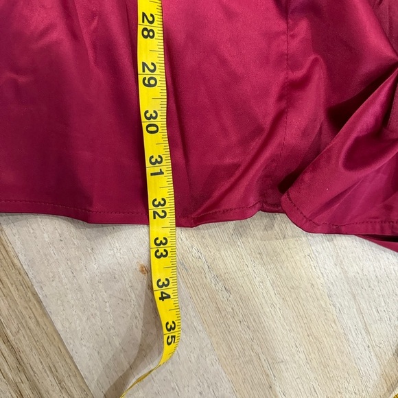 Lulus Late Night Stunner Wine Red Satin Cutout Faux-Wrap Mini Dress - Picture 6 of 8